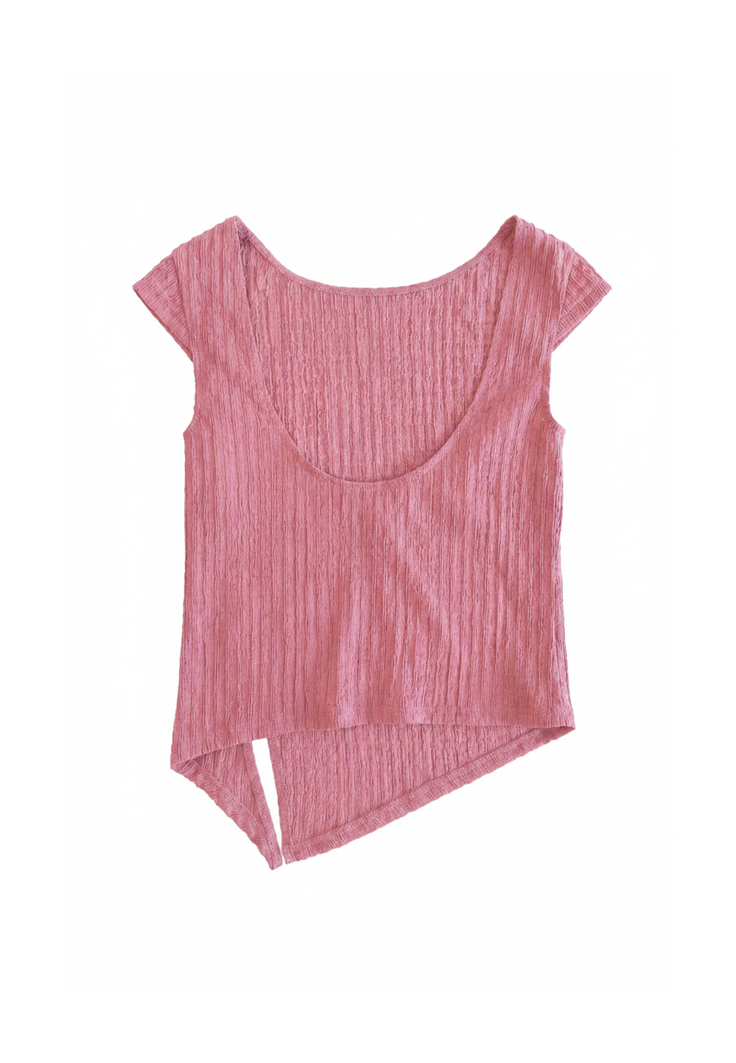 Top Slim Boat Neck Textured - Rose Wine