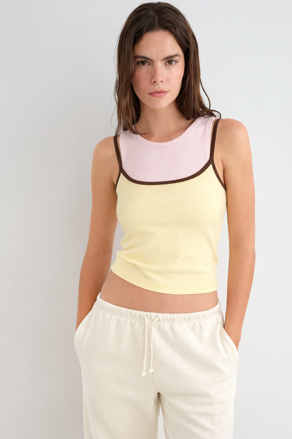 Top Slim Thin Straps Tank - Blazing Yellow
