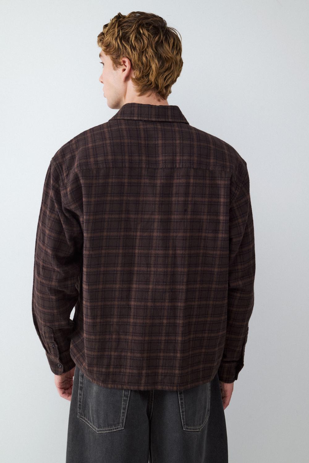 Camisa Boxy Pocket Flannel - Coffee Bean