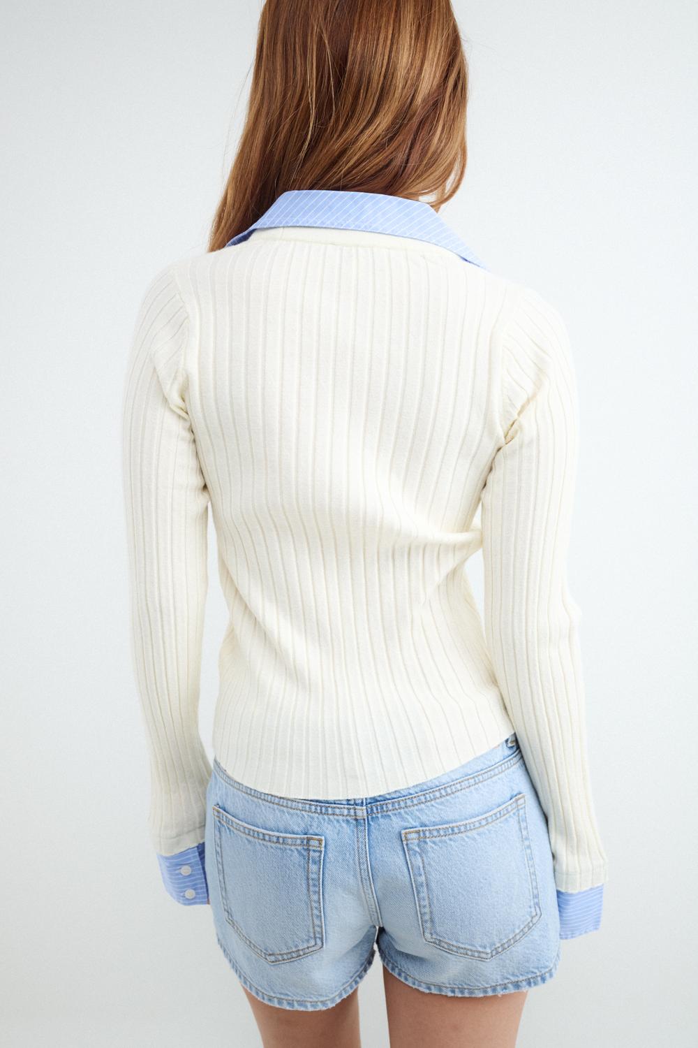 Cardigan Slim Double Cape - Ecru