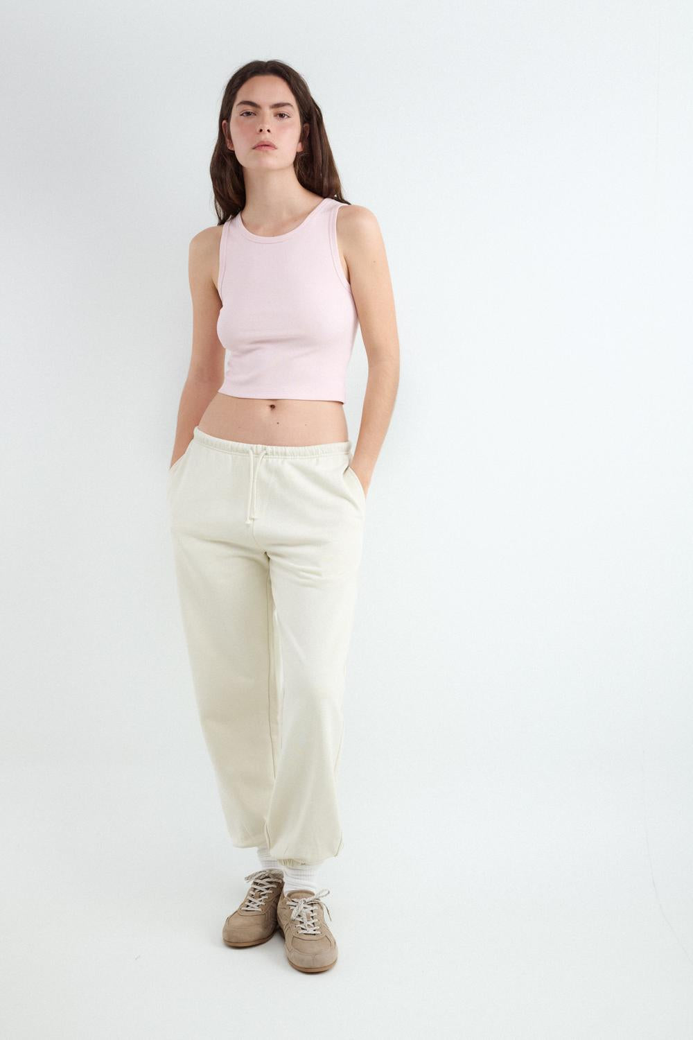 Top Crop Halter Tank - Light Pink