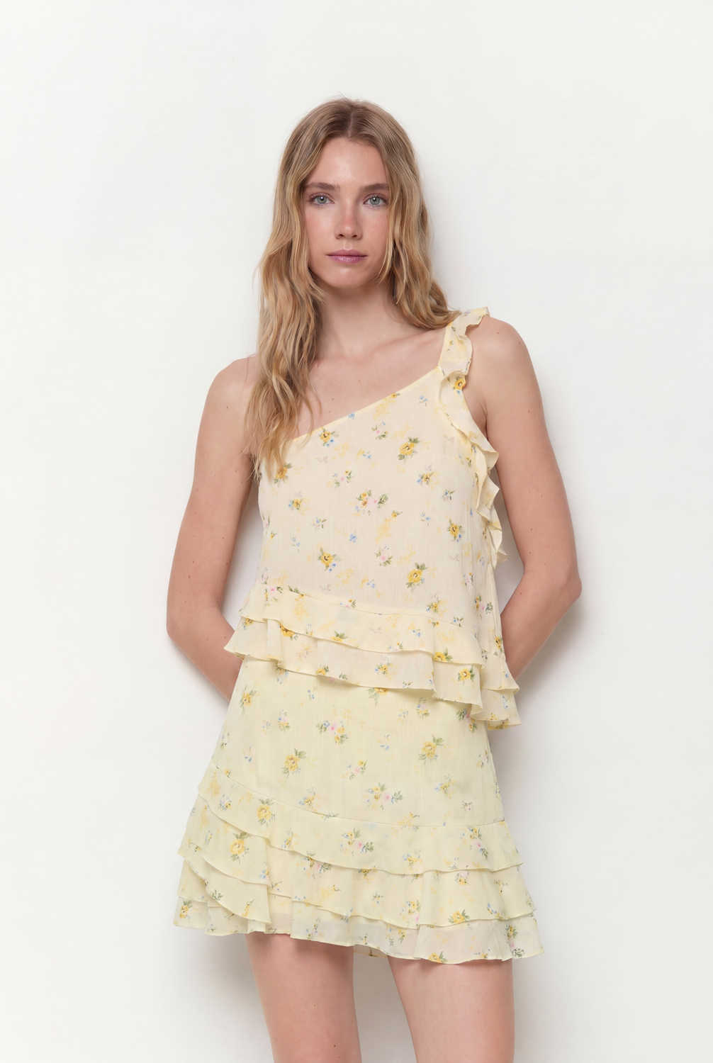 Pollera Mini Set Flowers - Blazing Yellow
