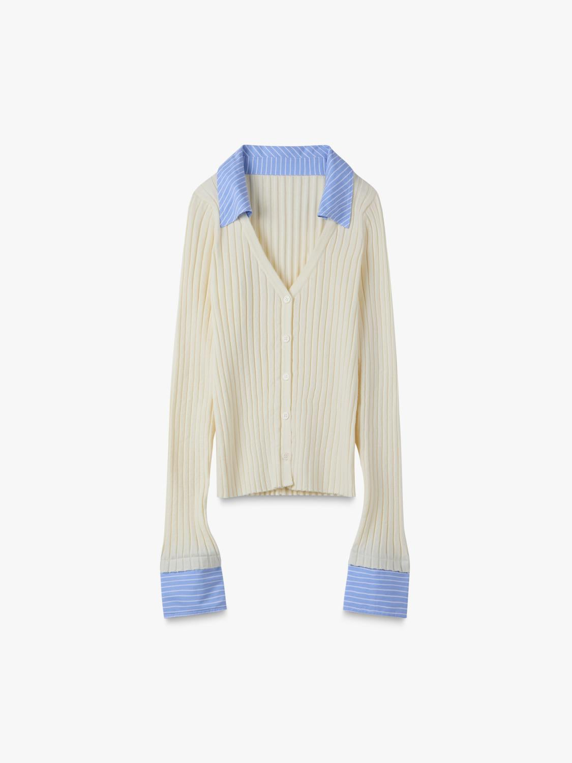 Cardigan Slim Double Cape - Ecru