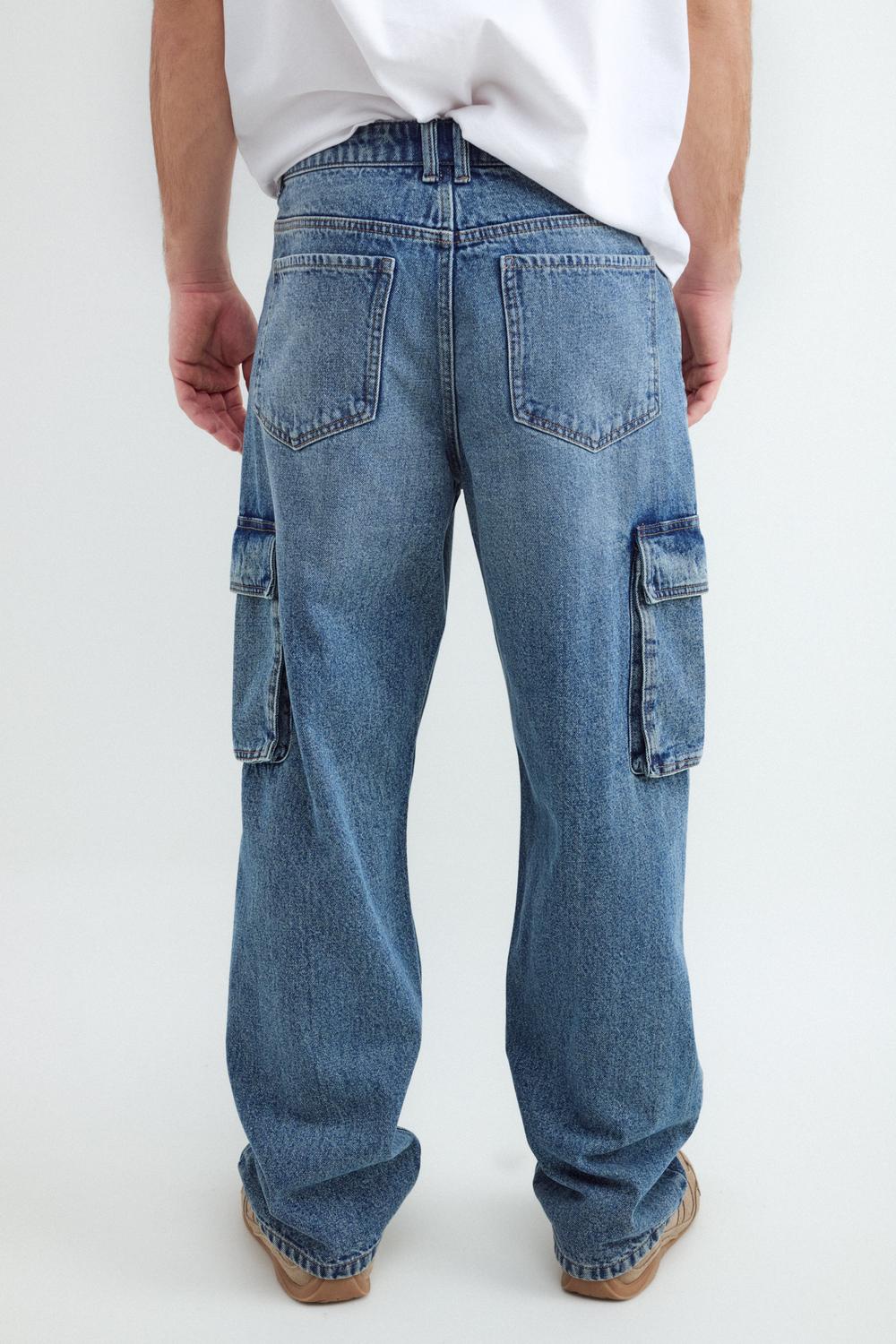 Jean STRAIGHT FIT CARGO LUIS - Dark Blue Denim