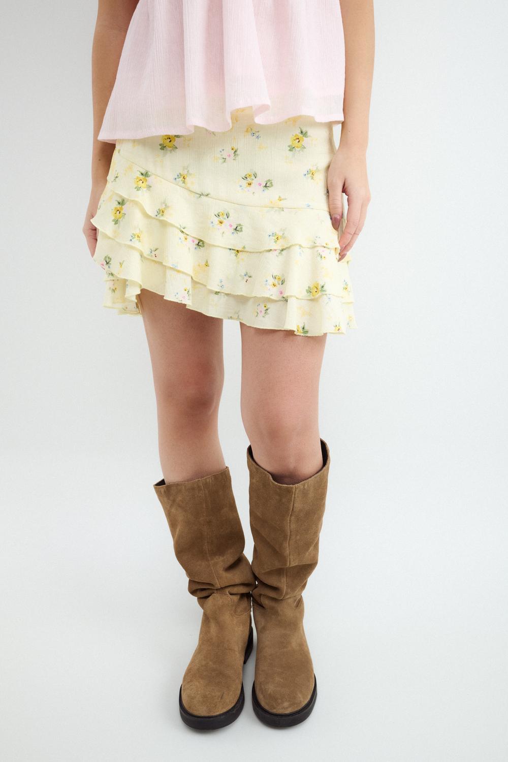 Pollera Mini Set Flowers - Blazing Yellow