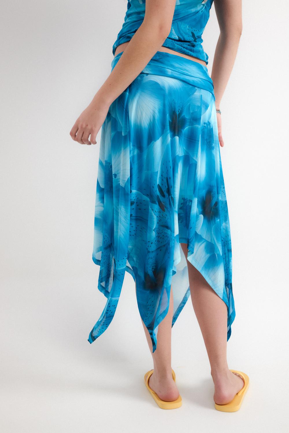 Pollera Mesh Assymetric - Blue Elixir
