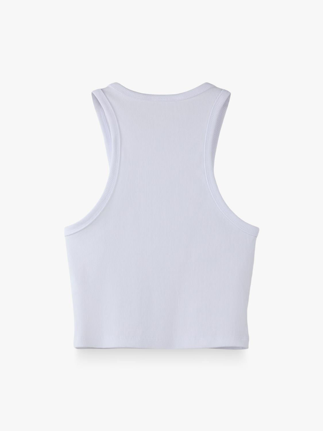 Top Crop Halter Tank - White